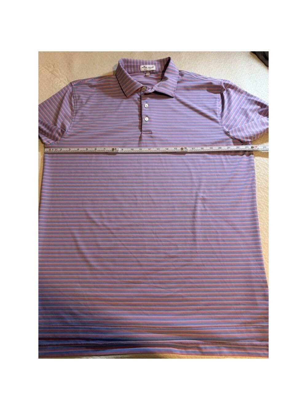 PETER MILLAR Summer Comfort Polo Shirt Blue Pink Purple Pastel Sz L Mens Golf - Picture 8 of 10